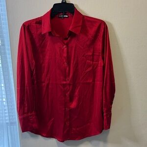 Fashion Nova Red Button Down Shirt Small